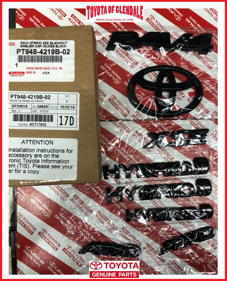2019-2024 TOYOTA RAV4 HYBRID XSE BLACKOUT EMBLEM OVERLAY KIT