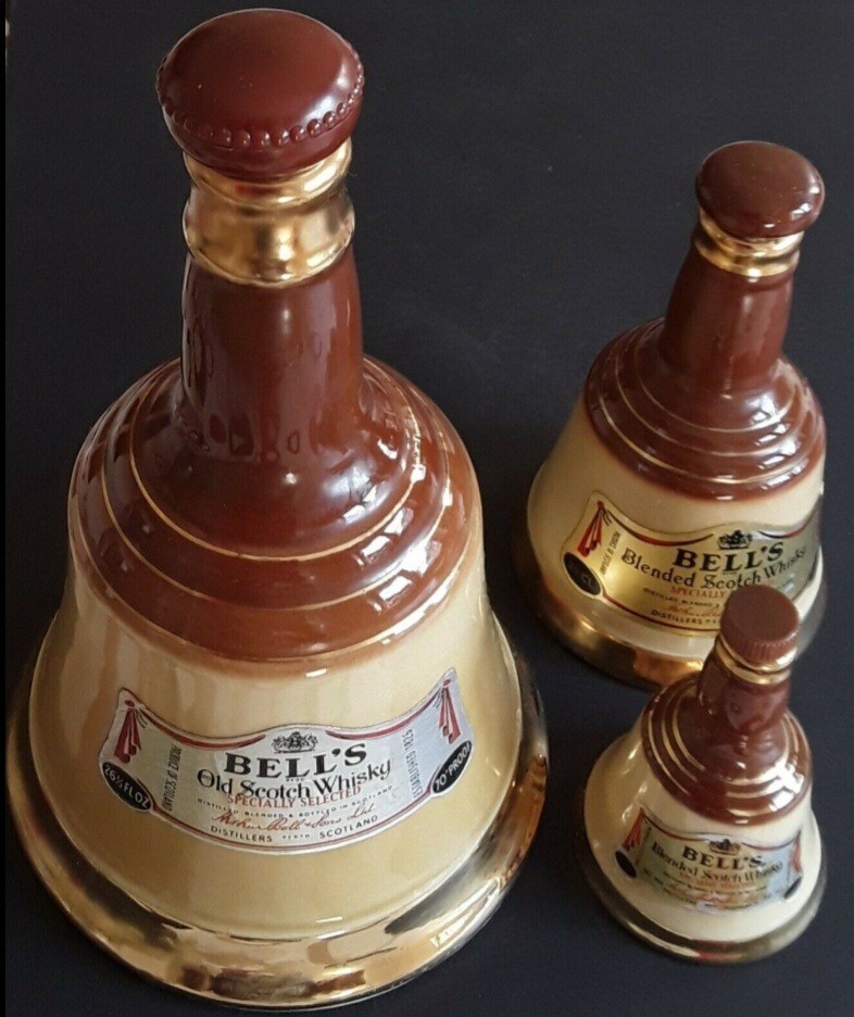 Vintage Bells Scotch Whisky Set of 3 Decanters Bells Wade Collection