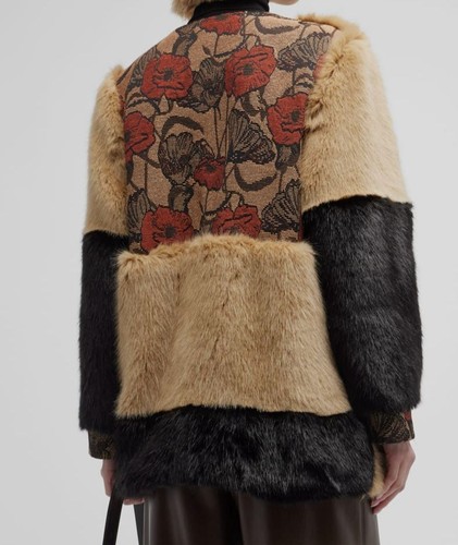 Pre-owned Autumn Adeigbo $1295  Women's Brown Clarissa Patchwork Coat Jacket Size M