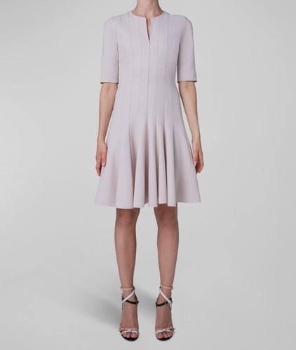 Pre-owned Akris $3490  Women's Pink Paneled Short-sleeve Fit-&-flare Dress Size 4