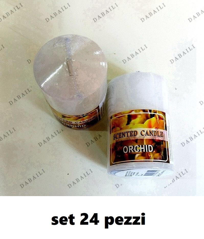 Set 24 Pezzi Candele Cera Profumate Bianche Aroma Orchidea 4,5x7,5cm bal