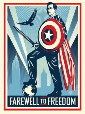 SHEPARD FAIREY Obey Giant - 2014 Farewell to Freedom Print x/500 Stephen Colbert