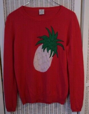 FTC Cashmere Seacell Blend Jumper Women's S Hot Pink Pineapple Sweater 38  Bust 