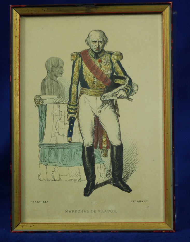 Historic Prints French Military Uniforms (four) - Framed antiques (100 years+)