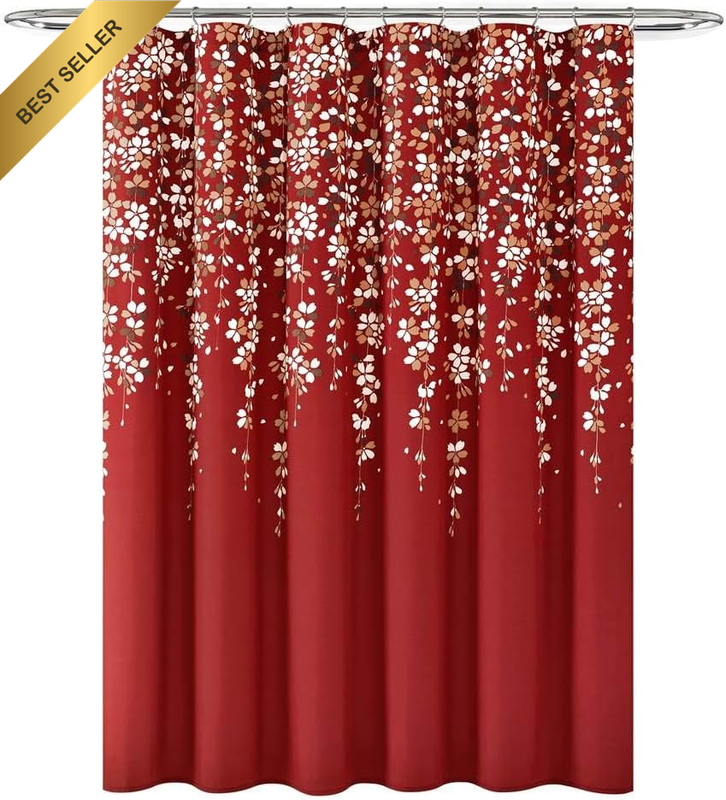 Weeping Flower Shower Curtain, 72 in X 72 in (H X W), Red