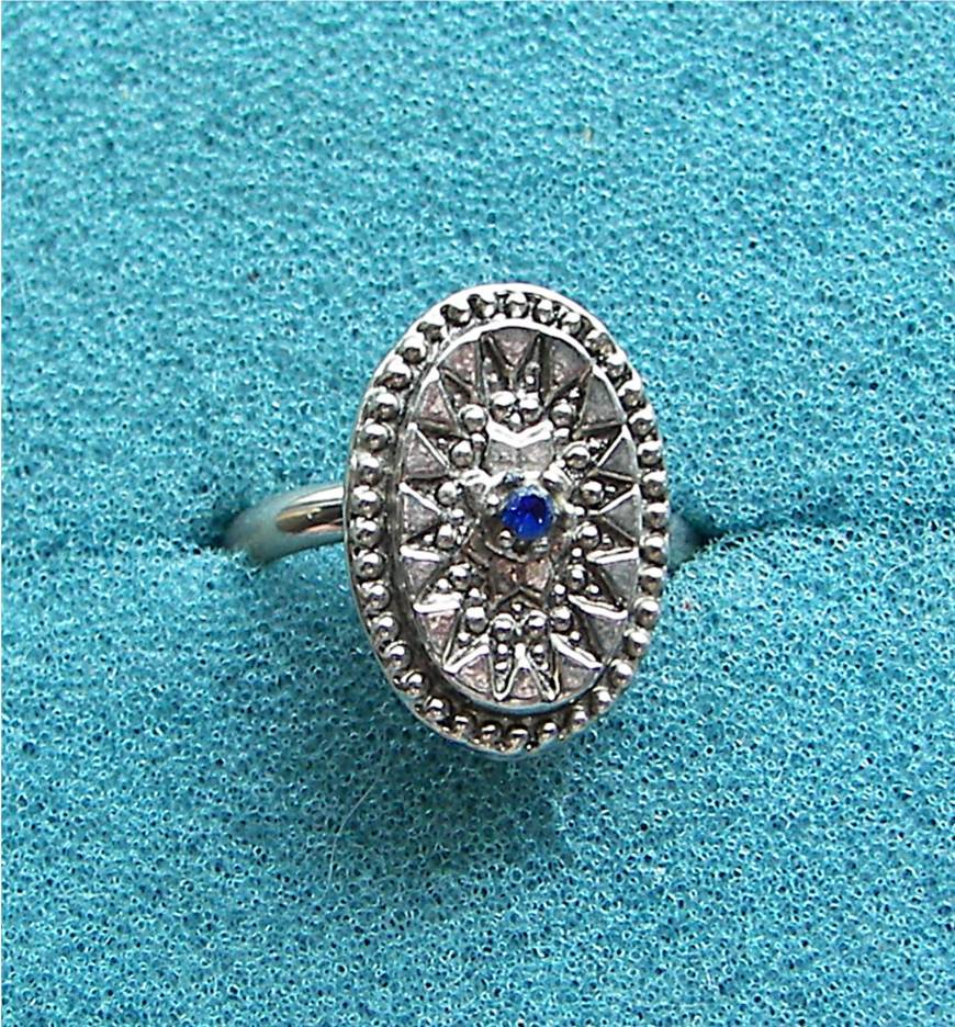 Vogue Silver Tone Ring with Blue Stone -  Vogue Jewelry - Vtg