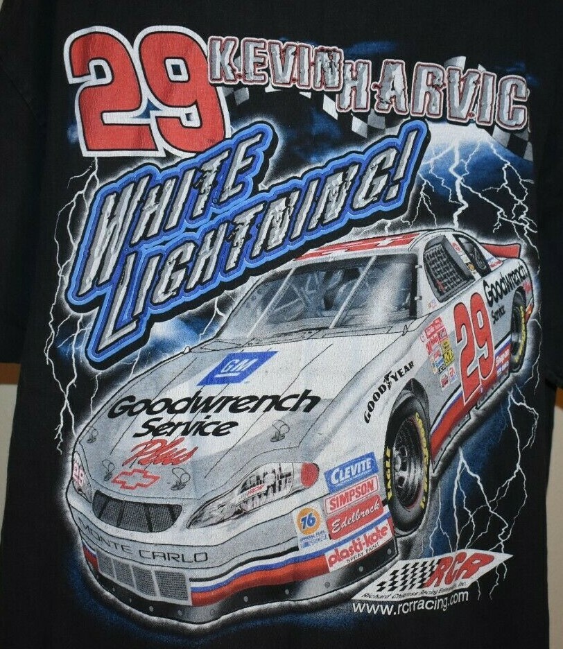 Kevin Harvick Shirt Large White Lightning Tee nascar racing vintage