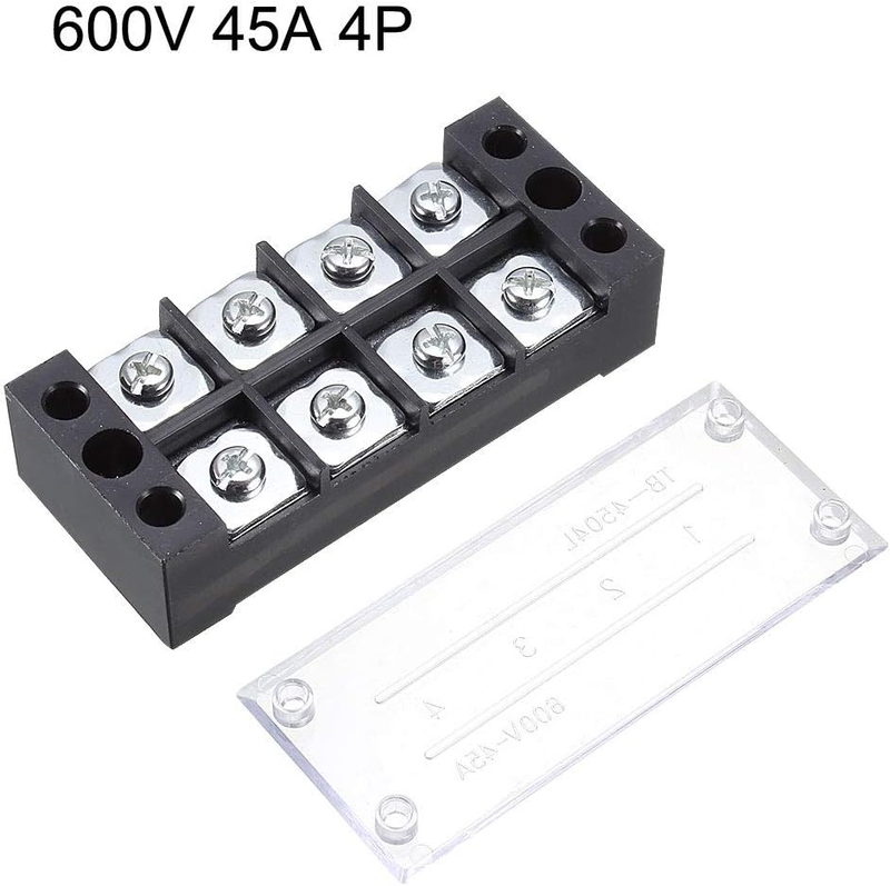 Dual Rows 4 Positions 600V 45A Cable Barrier Block Terminal St...