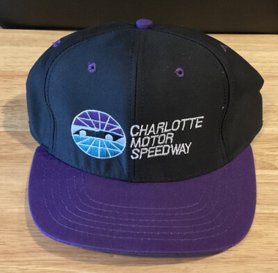 Vintage Charlotte Motor Speedway Black/Purple Leather Strap Hat Cap NEW