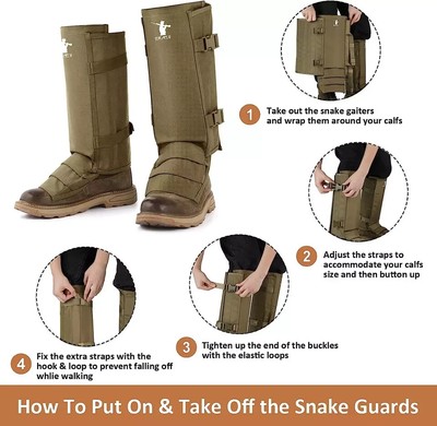 Snake Gaiters Snake Chaps, Waterproof Lower Legs Snake Guards, Snake Bite Protec