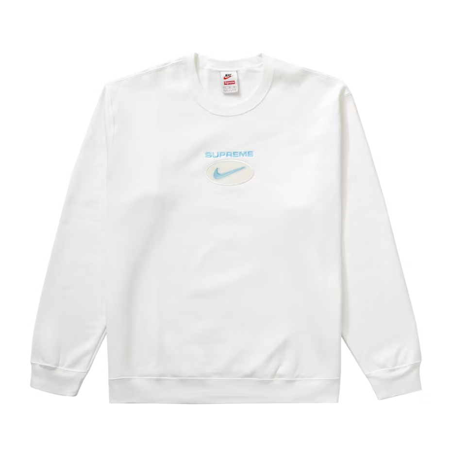 Pre-owned Nike Supreme  Jewel Crewneck Sweatshirt Large L White Fw20 Sweater Box Logo Blue