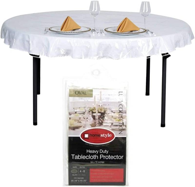 ATB Oval Window Clear Vinyl Tablecloth Protector Heavy Plastic Table Cover 54" X