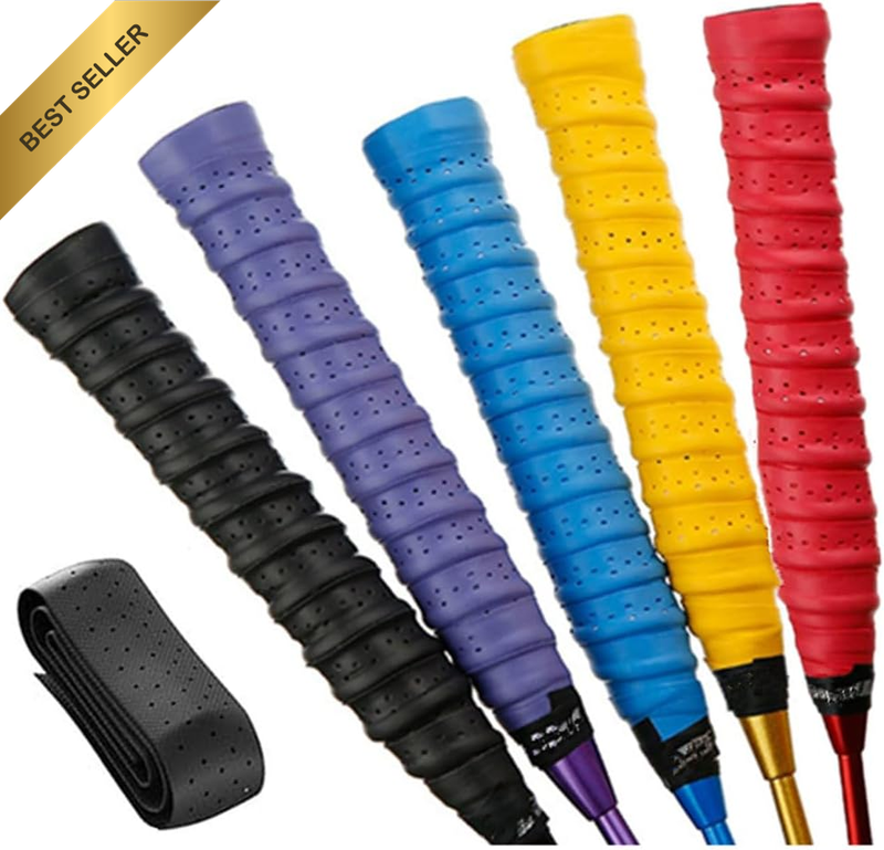 Badminton Racket Grip,  5 Pcs Tennis Grip, Anti-Slip Tennis Racket Tape, PU Racq