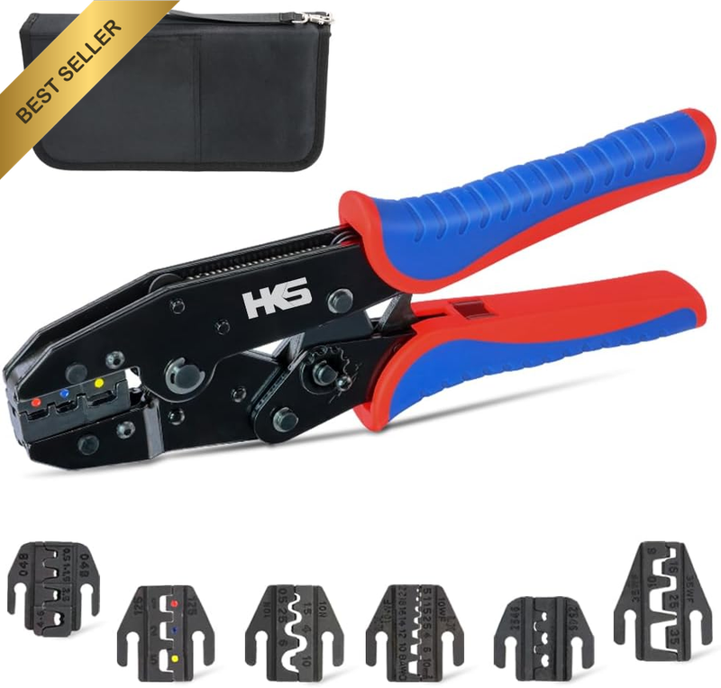 Aucent Crimping Tool Kit Set Wire Crimper with 7 PCS Quick Changing Interchangea