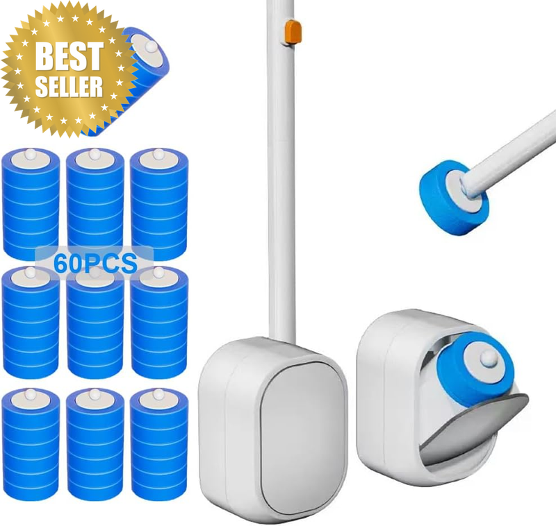 Toilet Brush System Kit Equipped with 60 Disposable Replaceable Brush Heads Hygi