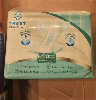 2 Piece Sample Trest Elite Breifs Medium 30''-40'' GREEN Adult Diaper 9500ML
