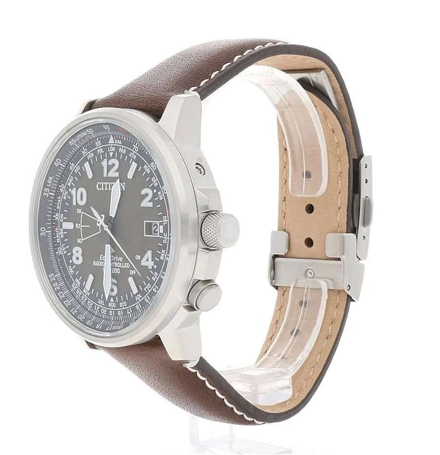 Pre-owned Citizen Promaster Eco-drive Air Skyhawk Sapphire Cb0240-29x Leather Strap Watch