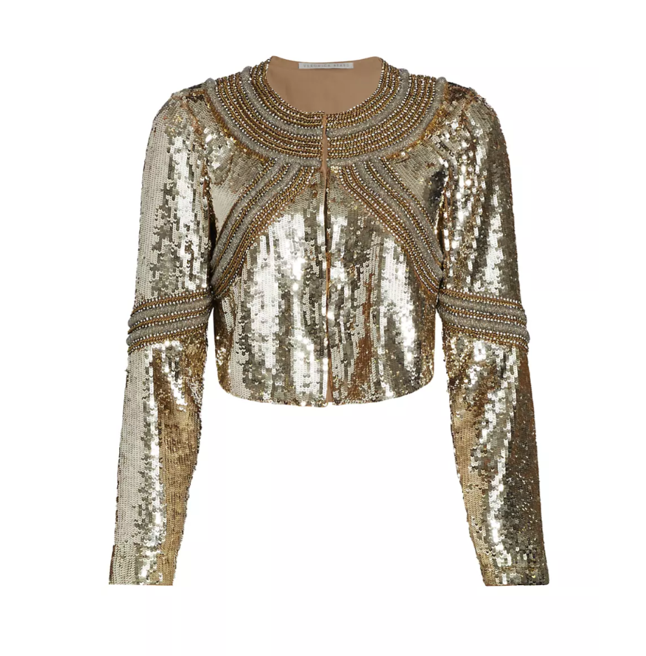 Pre-owned Veronica Beard $1198  Phaedra Sequin Jacket Sz Xs In Gold