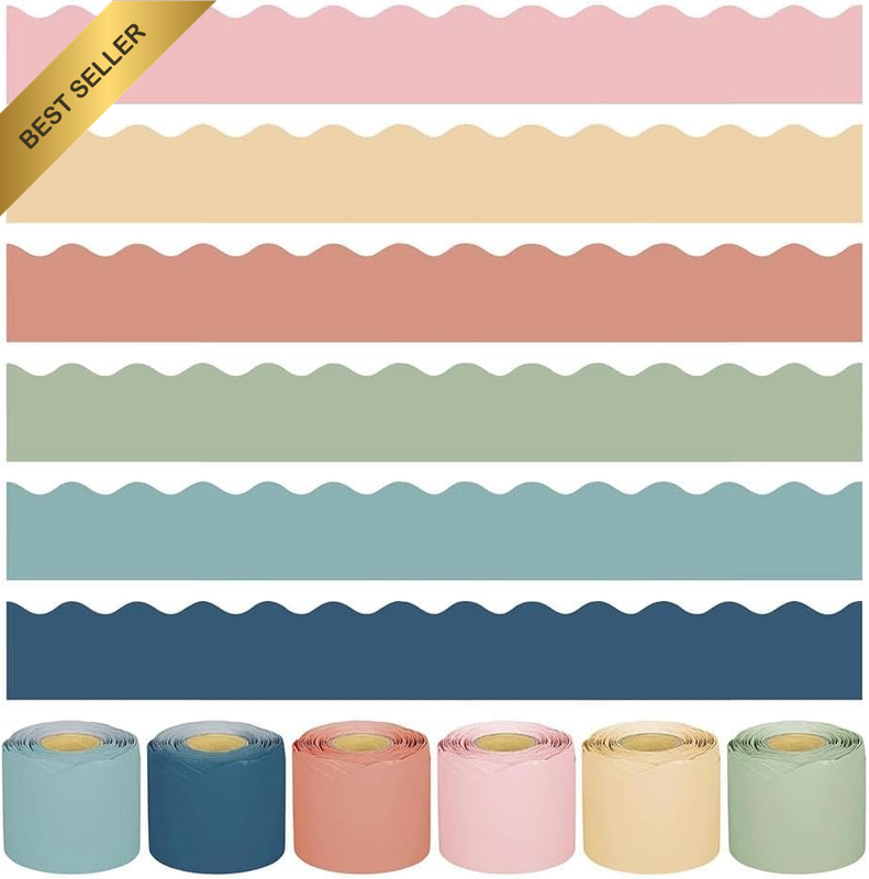 Bullden Board Trim 196.8Ft Boho Bulletin Board Borders Colorful Classroom Decor