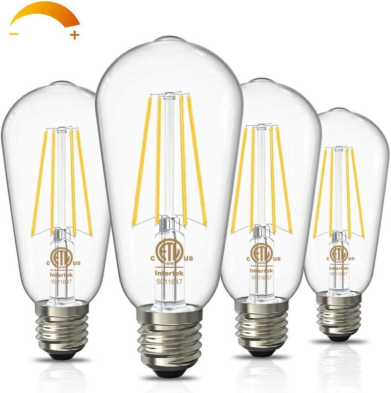 E26 LED Bulb Dimmable, Edison Light Bulbs ST58 Vintage Antique Style, Warm White