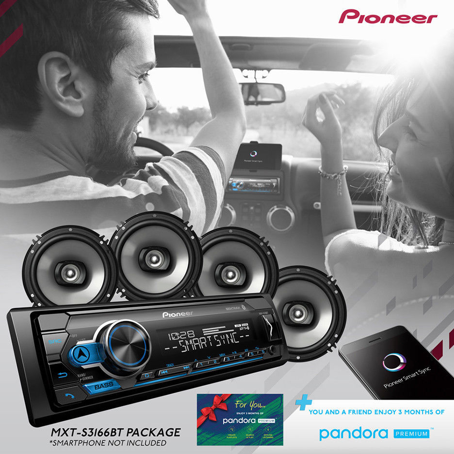 Pioneer Car Stereo Bundle MVH-S310BT Digital Media Receiver & 4 6.5