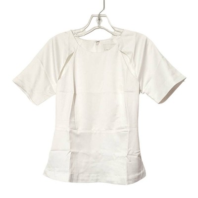 Line & Dot White Cut-out Short Sleeve Top Round Neck Blouse Size S