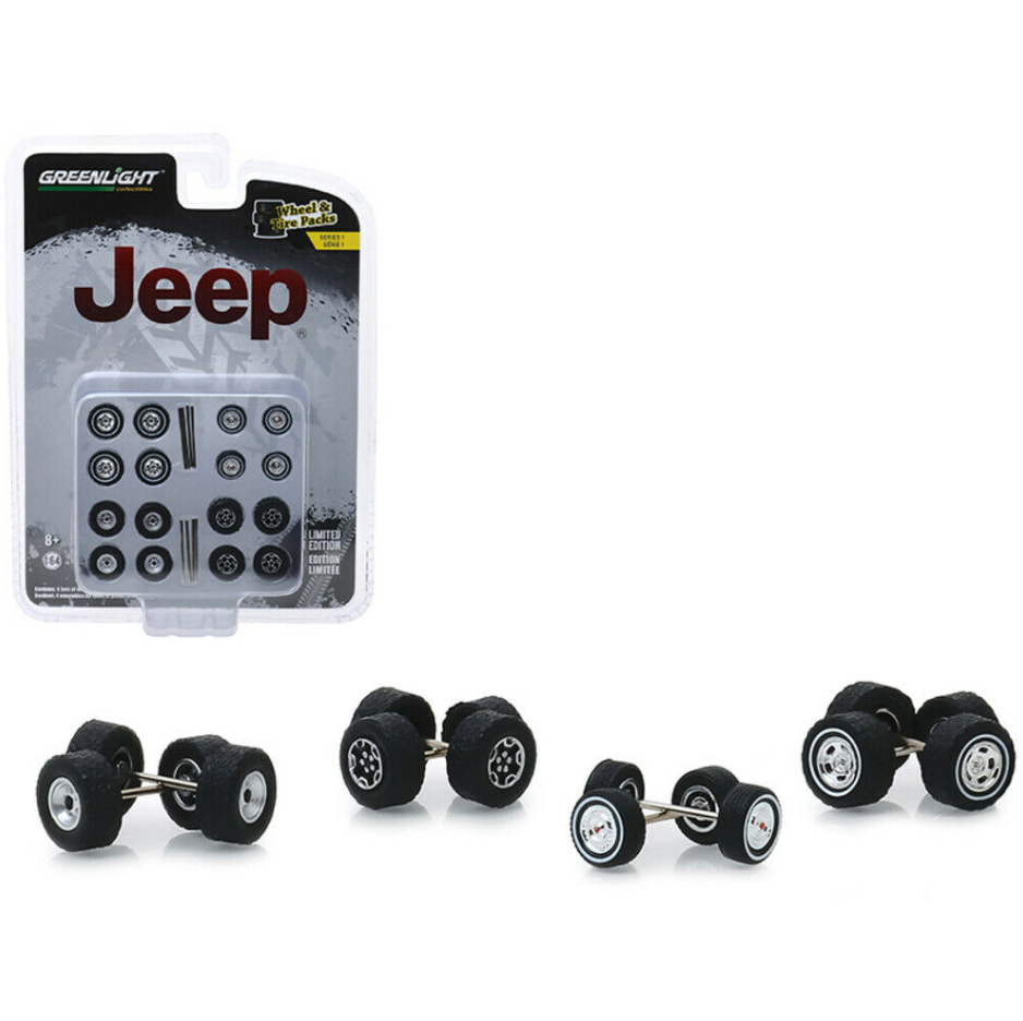 Jeep Wheel and Tire Multipack Set of 24 pieces Wheel and Tire Packs Series 1 1/6