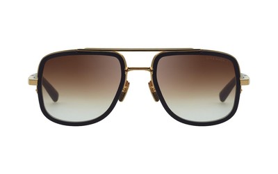 Pre-owned Dita Mach-s Dts412-a-01 Yellow Gold Matte Black In Brown
