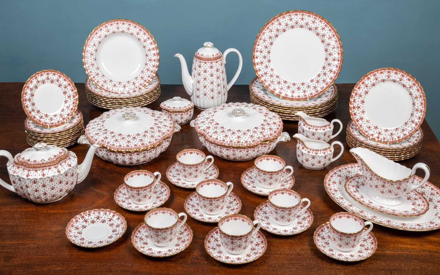 SPODE FLEUR DE LYS RED TABLEWARE, *SOLD INDIVIDUALLY, TAKE SPODE FLEUR DE LYS RED TABLEWARE, *SOLD INDIVIDUALLY, TAKE