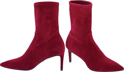 Stuart Weitzman Wren CRANBERRY STRETCH SUEDE 75 Bootie Sz 10M -- $575 now $199