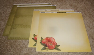Creative Imaginations Double Sided Papers (4)  ~ Garden Tomatoes w/Recipe Card