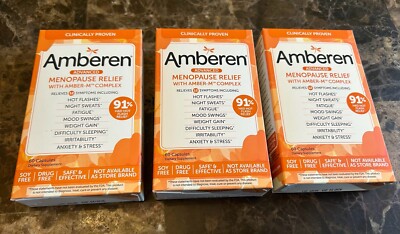 3 Pack Amberen Multi-Symptom Menopause Relief. 60 Caps x3=180 Caps. Exp 04/26