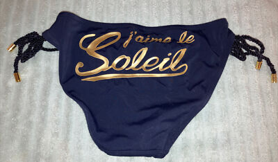 Victoria's Secret Navy J'aime Le Soleil Bikini Bottoms Blue Side Tie Women's XS