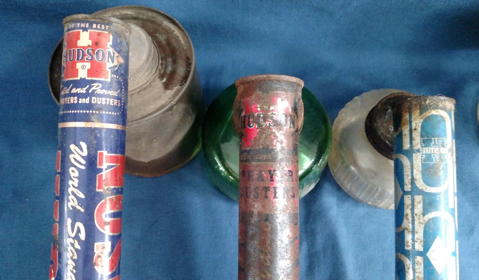 4 Vintage Garden sprayers Hudson metal handle with glass reservior