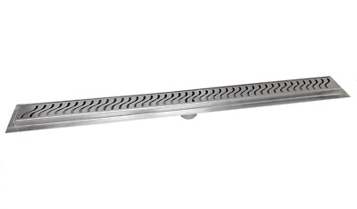 SereneDrains 304 SS 48 Inch Brushed Nickel Linear Shower Drain Kit Ocean Wave