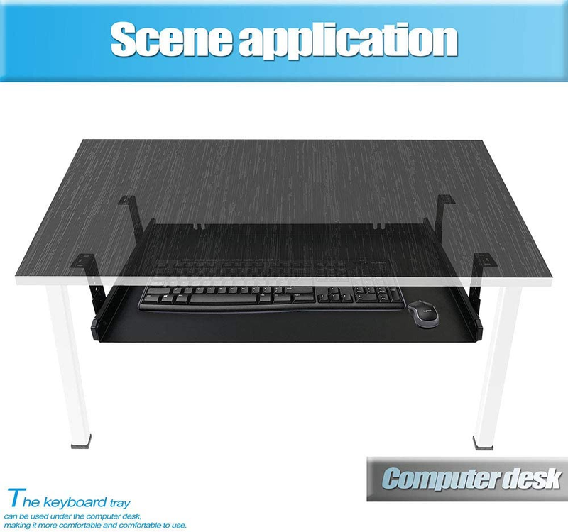 under Desk Keyboard Tray Heavy-Duty All-Metal Material 20/24/30 Inches Platform