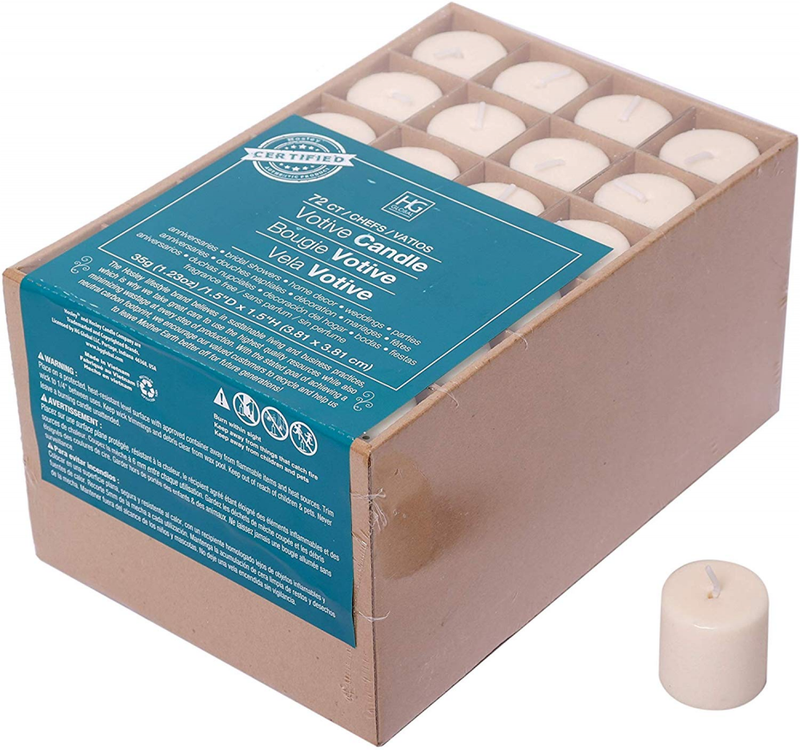 Hosley Set of 72 Unscented White Votive Candles up to 10Hours. Bulk