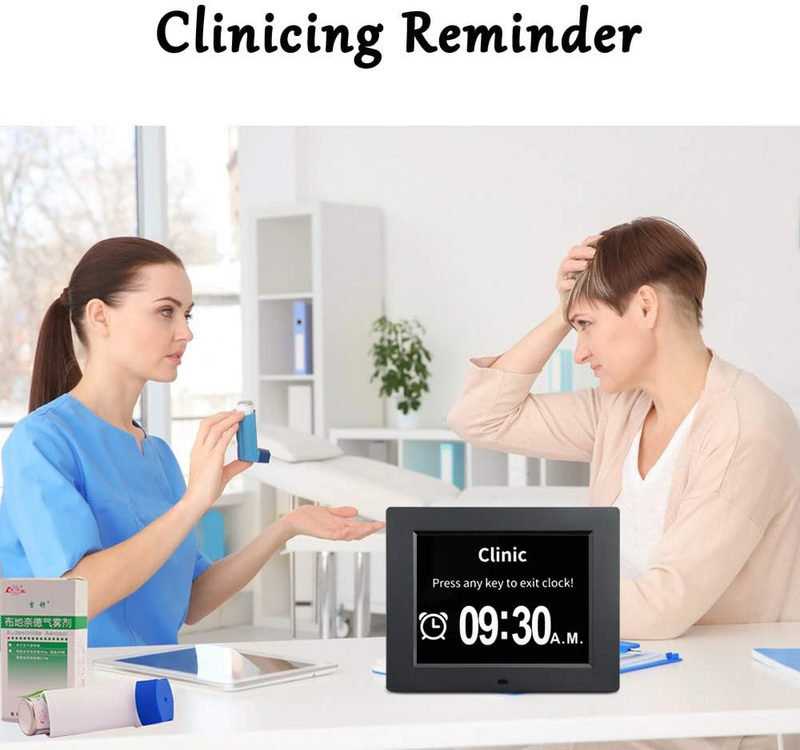 Clock with Day and Date for Elderly,Dementia Clocks for Seniors,12 Alram Option,