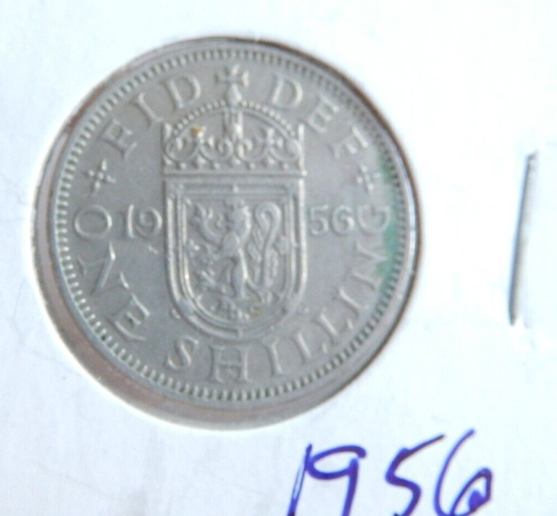 1956 Uk One Shilling Coin, Scottish Crest, Uncirculated