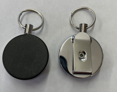 Stainless Steel Silver Retractable Keychain Key Ring Recoil Heavy Duty badge 24''