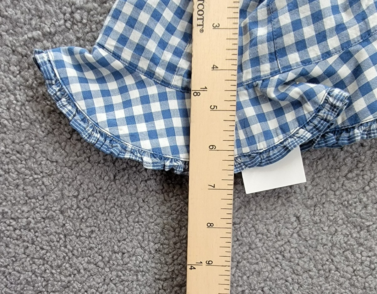 Ralph Lauren Gingham Madras Bubble Shortall & Hat Set Baby Girls 6M Blue Snap Up - Picture 18 of 24