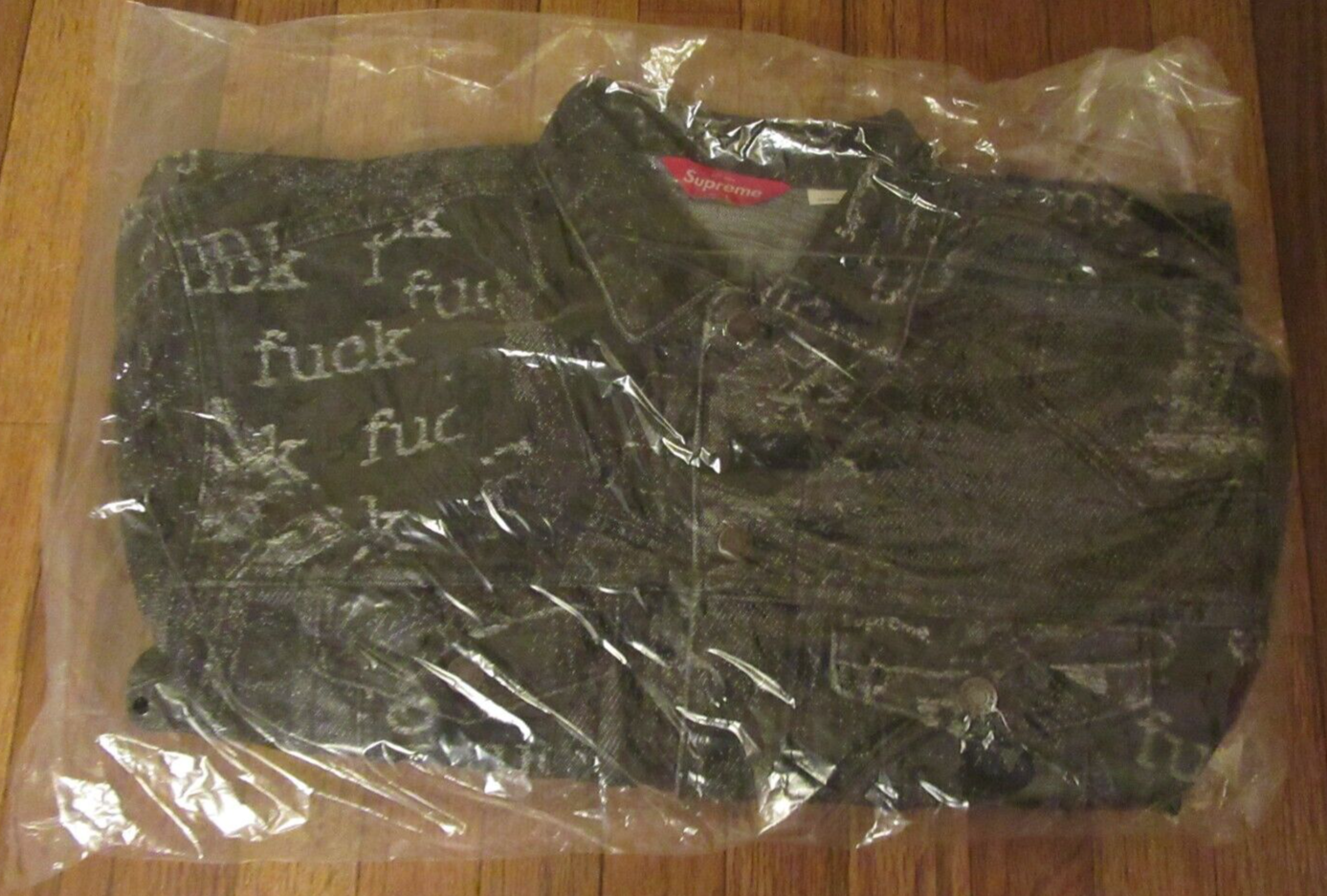 Supreme Archive Denim Jacquard Trucker Jacket Size Large Black