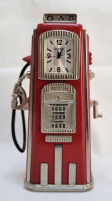 Vintage Sharp Gas Pump Mini Clock 4'' Tall