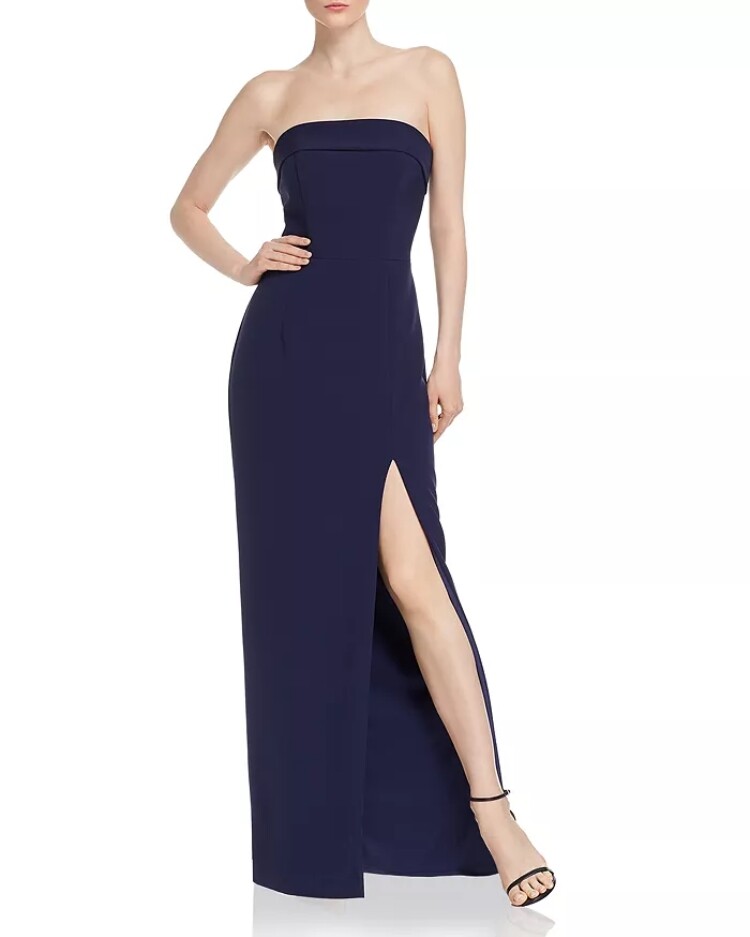 Aqua 253665 Women Strapless Twill Gown Navy Size 6