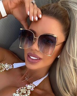 Big Aviator  XXL ''JENNER'' OVERSIZED Metal Gradient Women Sunglasses Shadz GAFAS