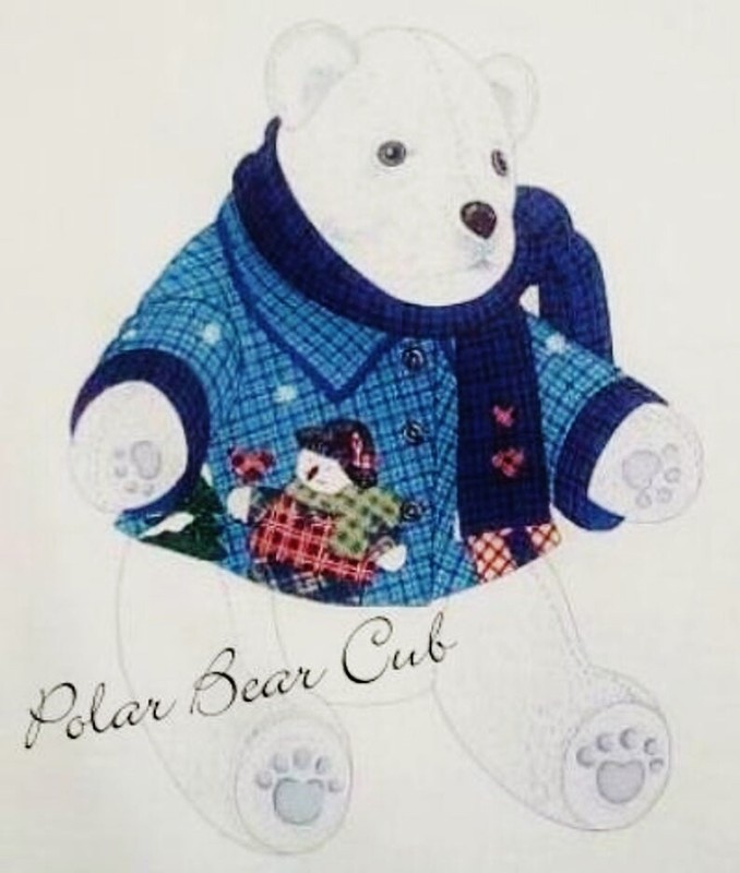 POLAR BEAR Doll with CLOTHES Fabric Panel  Stuffed Doll