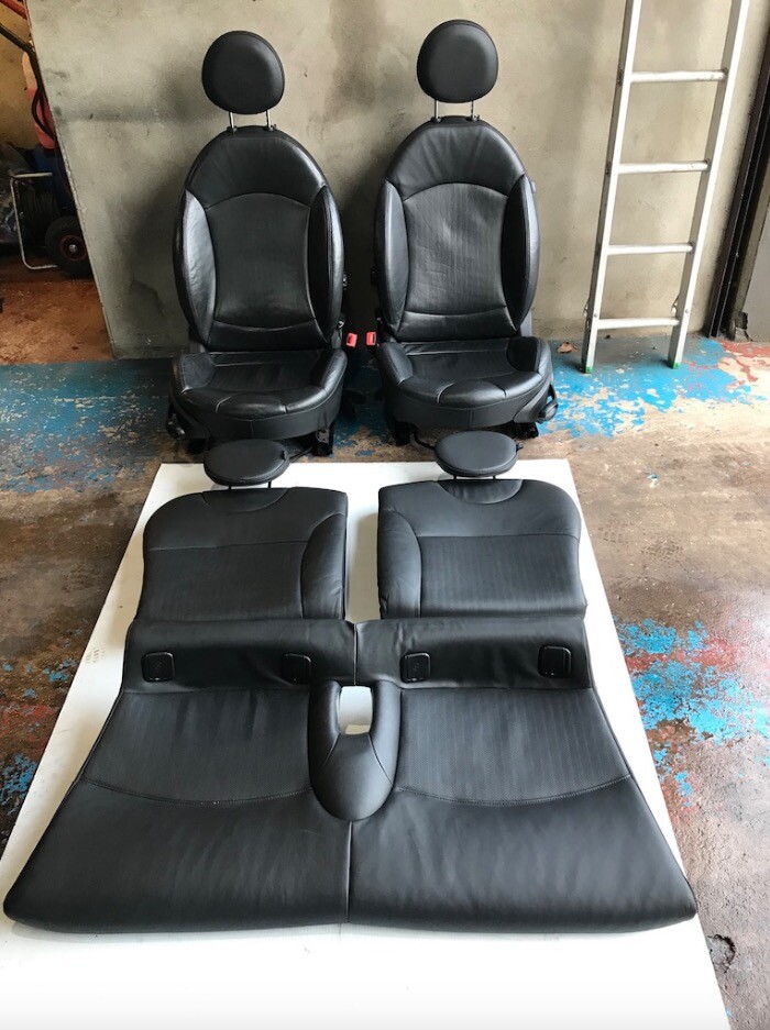 Heated Black Full Punched Leather Seats R56 Mini One, Cooper, Cooper