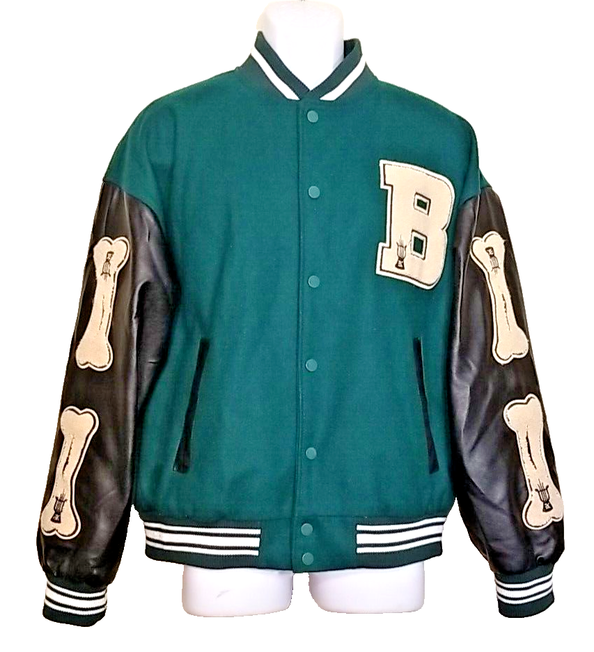 【りい】Time is on LEATHER VARSITY JACKET SMOKE RISE Grandeur Varsity Jacket JJ25514SK-TOAST - Shiekh