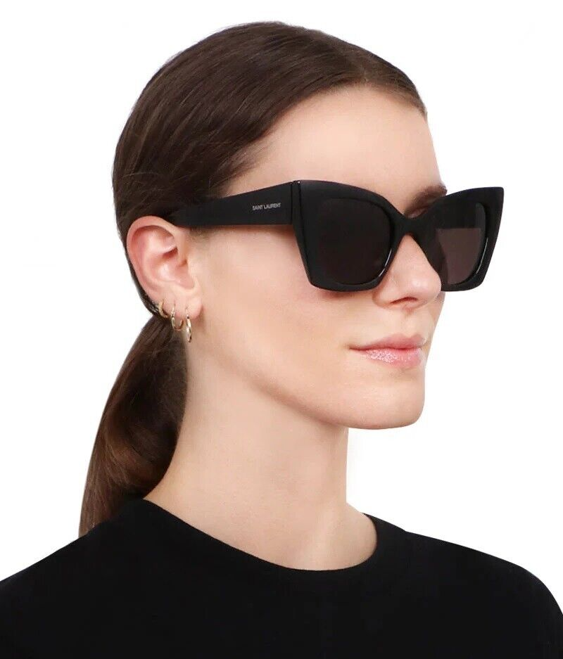 Pre-owned Saint Laurent Sl552 001 Black Black Cat Eye Women Sunglasses