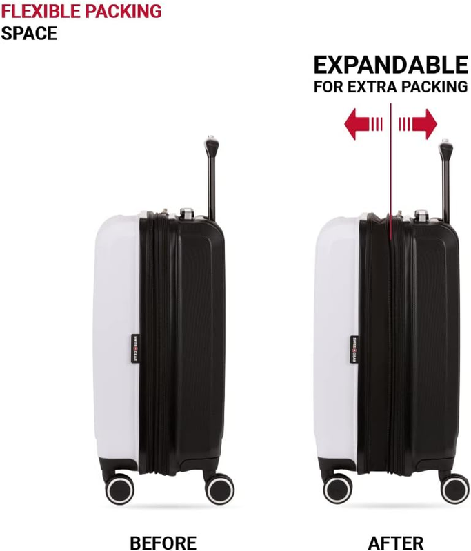 8028 Hardside Expandable Spinner Luggage, Black/White, 3-Piece Set (19/24/28)